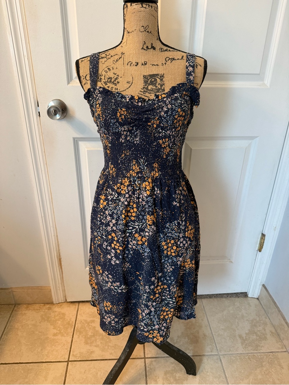 Market & Spruce Navy Floral Midi Dress